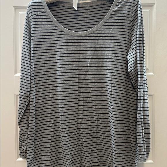 a.n.a Gray and Blue Striped Long Sleeve Top, sz 2x - Picture 1 of 4